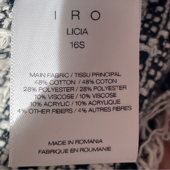 IRO LICIA Frayed Tweed Knit Top, 3/4 Sleeve, Fringe Detail,  Large - Picture 11 of 11